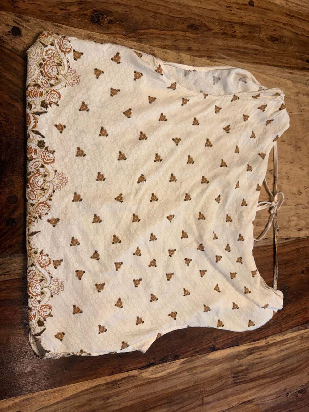 Free People Silas Print Tank Top Size S Ivory Floral Print Cowl Neck
